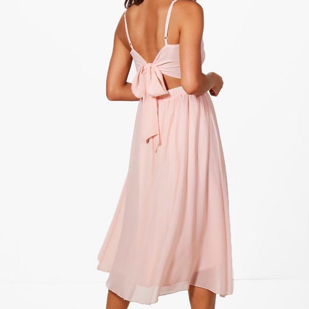 Chiffon tie back midi dress